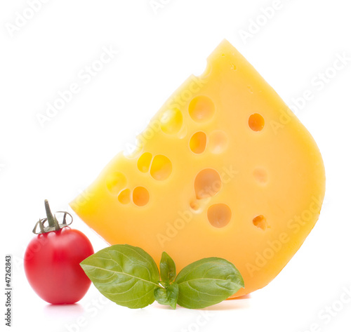 Photo: Cheese and basil leaves Cheese and basil leaves