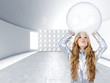 Photo: Astronaut children girl with glass bubble helmet Astronaut children girl with glass bubble helmet