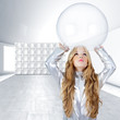 Astronaut children girl with glass bubble helmet