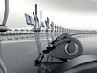 Futuristic modern gym with elliptical cross trainer