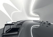 Futuristic modern gym with treadmill and elliptical trainer