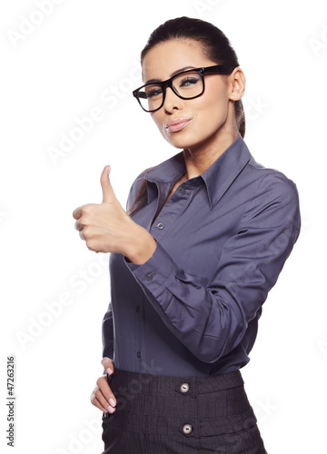Photo: Happy smiling business woman with ok hand sign Happy smiling business woman with ok hand sign