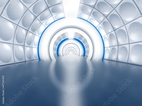 Illustration: Futuristic tunnel like spaceship corridor Futuristic tunnel like spaceship corridor