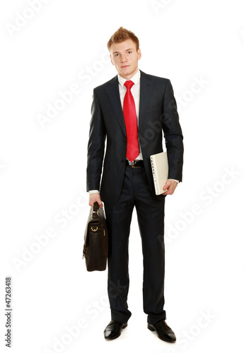 Photo: Portrait of successful business man with bag Portrait of successful business man with bag