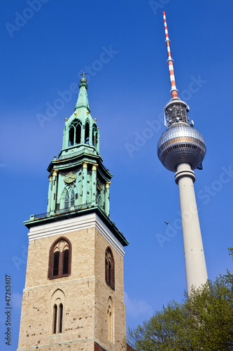 Photo: TV Tower and St Marienkirche in Berlin TV Tower and St Marienkirche in Berlin