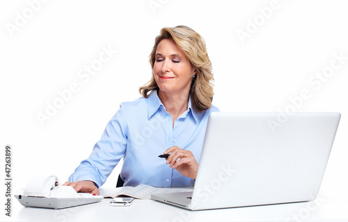 Photo: Business woman with a laptop computer. Business woman with a laptop computer.
