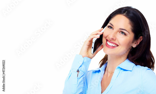 Photo: Woman with a cellphone. Woman with a cellphone.
