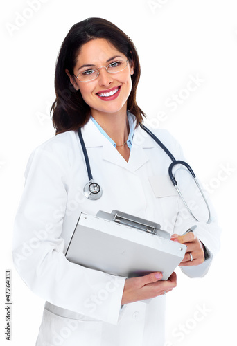 Photo: Smiling medical doctor woman with stethoscope. Smiling medical doctor woman with stethoscope.