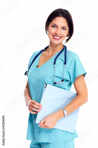 Photo: Smiling medical doctor woman with stethoscope. Smiling medical doctor woman with stethoscope.
