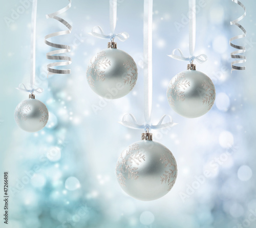 Photo: Hanging Silver Christmas Ornaments Hanging Silver Christmas Ornaments
