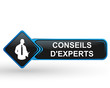 conseils d'experts sur bouton web carré design bleu