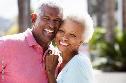 Photo: Romantic Senior Couple Hugging In Street Romantic Senior Couple Hugging In Street