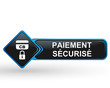 paiement sécurisé sur bouton web carré design bleu