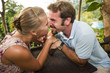 man and woman  having fun