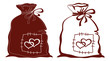 Bag with hearts, silhouette, set