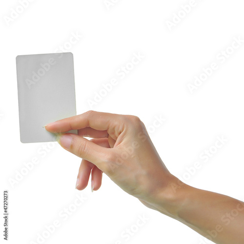 Photo: Hand and a card isolated Hand and a card isolated