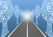 money road blue background