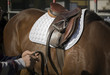 English riding style saddle preparation