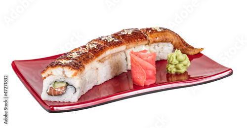 Photo: Japanese traditional Cuisine - Maki Roll with Cucumber , Cream C Japanese traditional Cuisine - Maki Roll with Cucumber , Cream C