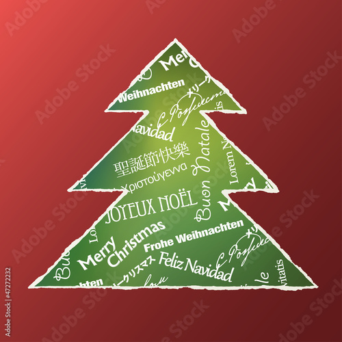Vector: Christmas tree concept. Words composition. Vector illustration, Christmas tree concept. Words composition. Vector illustration,