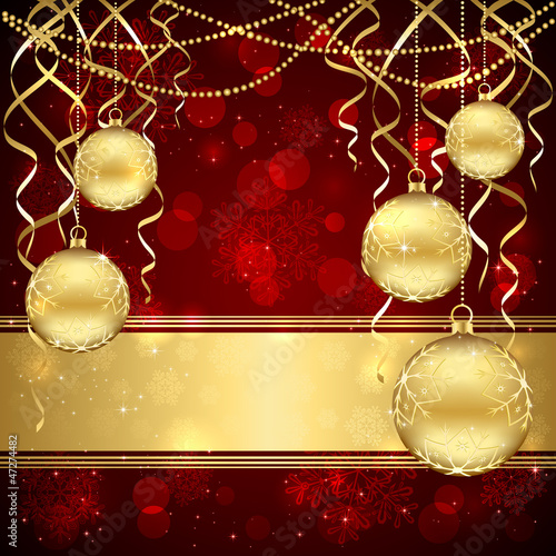 Vector: Christmas decoration with golden balls Christmas decoration with golden balls
