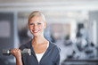 She makes use of the dumbells