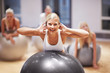 Balancing on the ball is fun and helpful