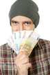 Lächelnder Mann mit Euros