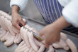 Hanging the sausages