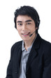 Business man with headset at call center office