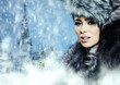 Fur Fashion. Beautiful Girl in Fur Hat. Winter Woman Portrait