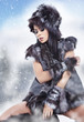 Winter wild woman on snow