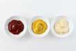 Ketchup, mustard, and mayonnaise