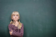 Girl at the Blackboard Thinking