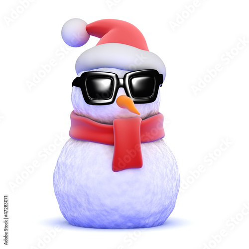 Illustration: Snowman santa with sunglasses Snowman santa with sunglasses