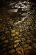 wet cobbled road