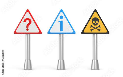 Illustration: Question, danger and information sign Question, danger and information sign