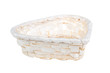 Wickerwork empty yellow breadbasket on white background