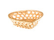 Wickerwork empty yellow breadbasket on white background