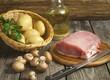 Fresh pork tenderloin with mushrooms, herbs and potatoes