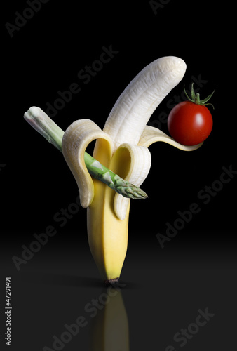 Photo: Banana and vegetables Banana and vegetables