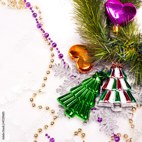 Photo: New year background with colorful decorations New year background with colorful decorations