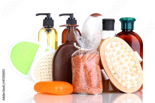 Photo: Set for care of a body isolated on white Set for care of a body isolated on white