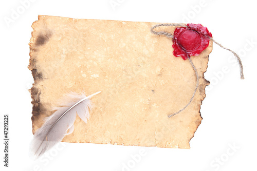 Photo: Old paper isolated on white Old paper isolated on white