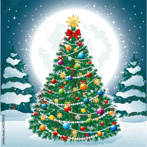 Vector: Beautiful Christmas Tree in the forest Beautiful Christmas Tree in the forest
