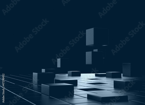 Illustration: Abstract flying 3d cubes Abstract flying 3d cubes