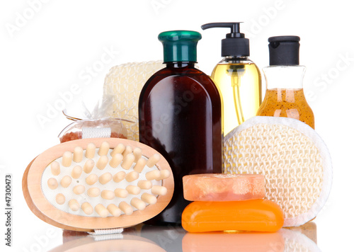 Photo: Set for care of a body isolated on white Set for care of a body isolated on white