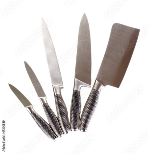 Photo: Set of knives isolated on white Set of knives isolated on white