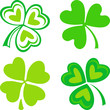 Isolated green ornamental Irish symbols - shamrocks