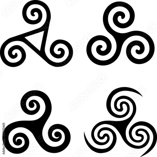 Vector: Set of black isolated celtic symbols - triskels Set of black isolated celtic symbols - triskels